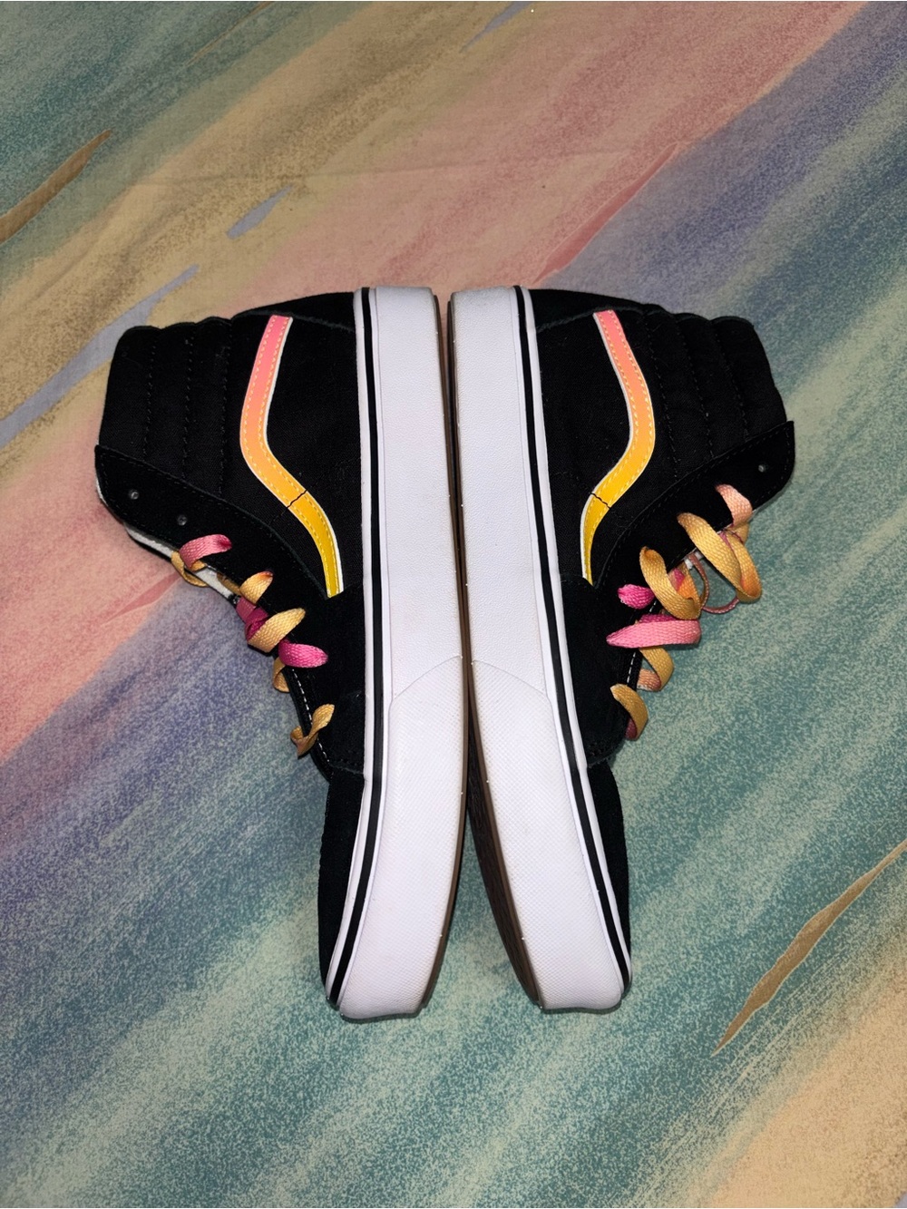 Vans ComfyCush SK8-Hi Black Suede Colorful Laces - JUNIORS 7 / women’s 8.5 - Picture 8 of 10